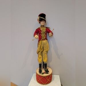 Large Red and Gold Drummer Boy Figurine